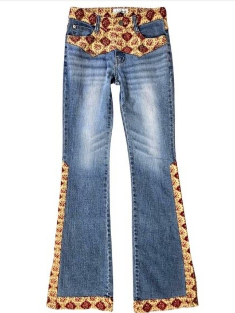 Lucent Y2K Low Rise Flared Blue Jeans Boho Festival Vintage Women's Size S | 26